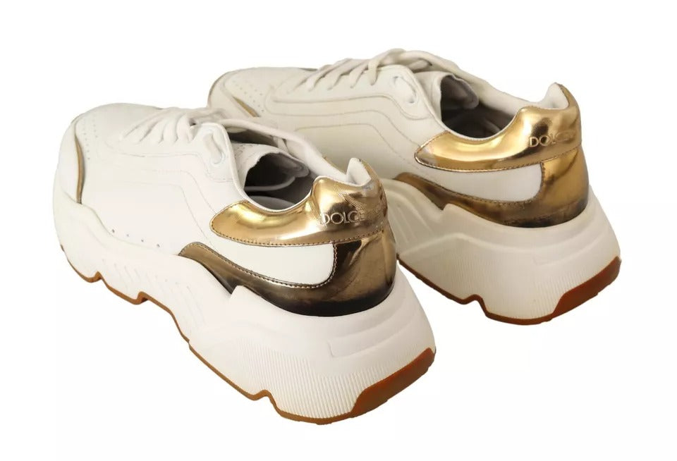 White Gold Leather Sport DAYMASTER Sneakers Shoes