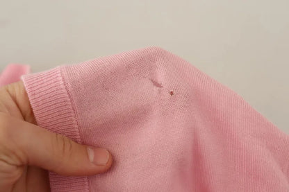 Pink V-neck Women Pullover Cashmere Sweater