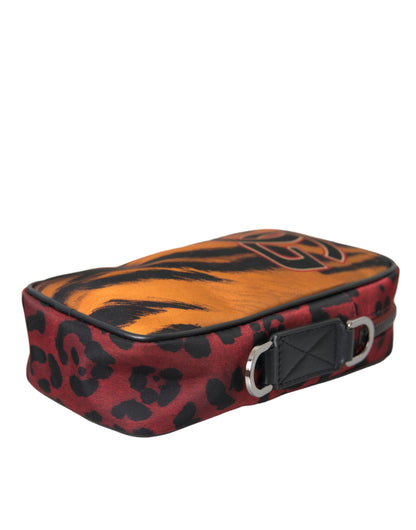 Multicolor Tiger Print Nylon Logo Cross Body Bag