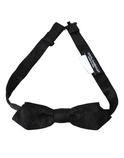 Black Brocade Silk Adjustable Neck Bow Tie