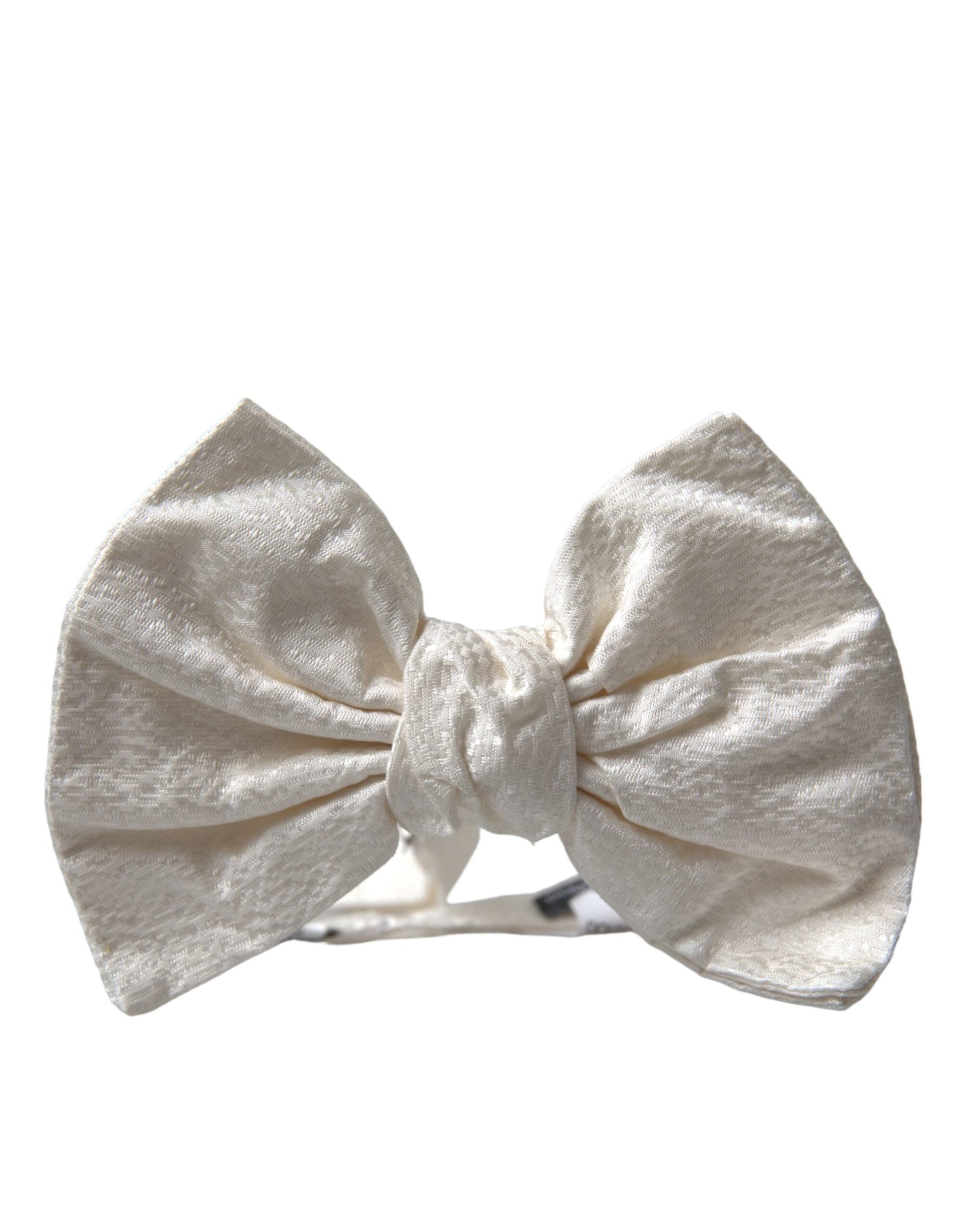 White Textured Cotton Adjustable Neck Bow Tie