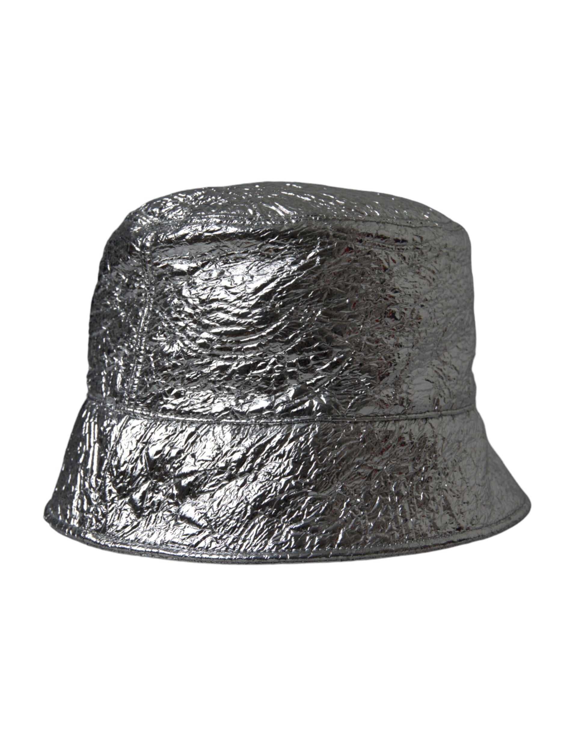 Metallic Silver Polyester Bucket Hat Men