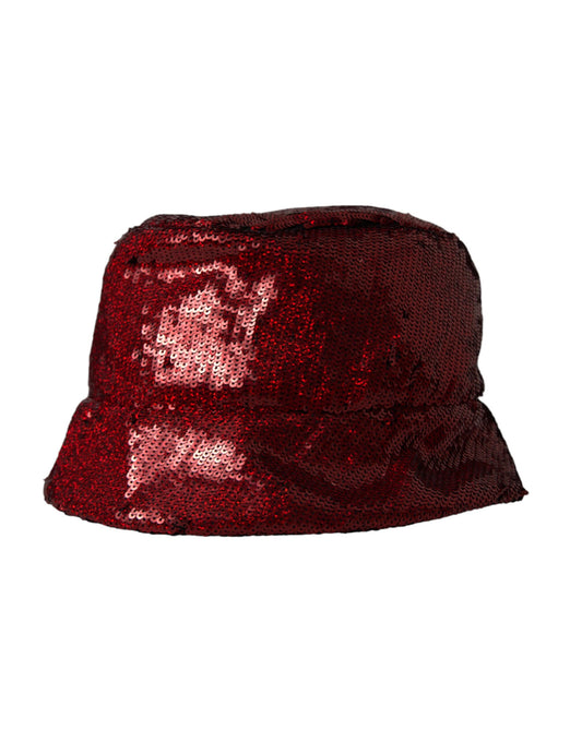 Red Sequined Nylon Bucket Hat Men