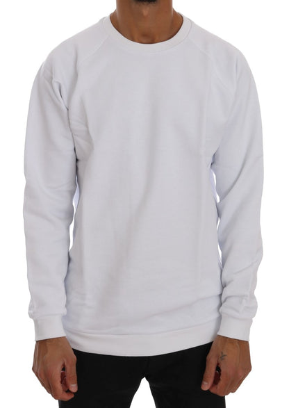 Elegant White Crewneck Cotton Sweater