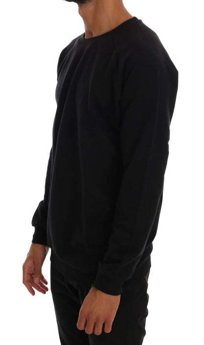 Elegant Black Cotton Crewneck Sweater