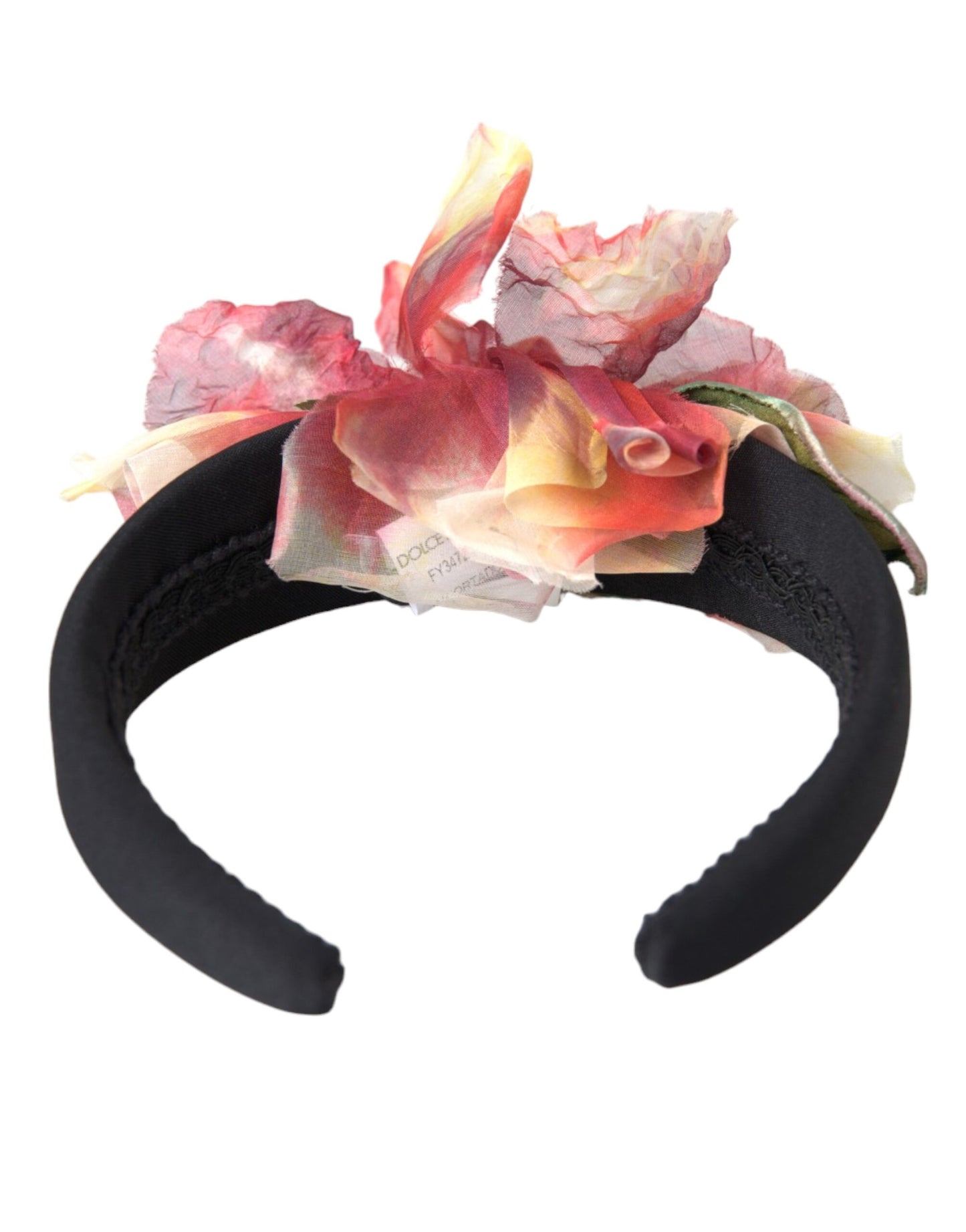 Rose Pink Silk Floral Black Tiara Women Hairband Diadem