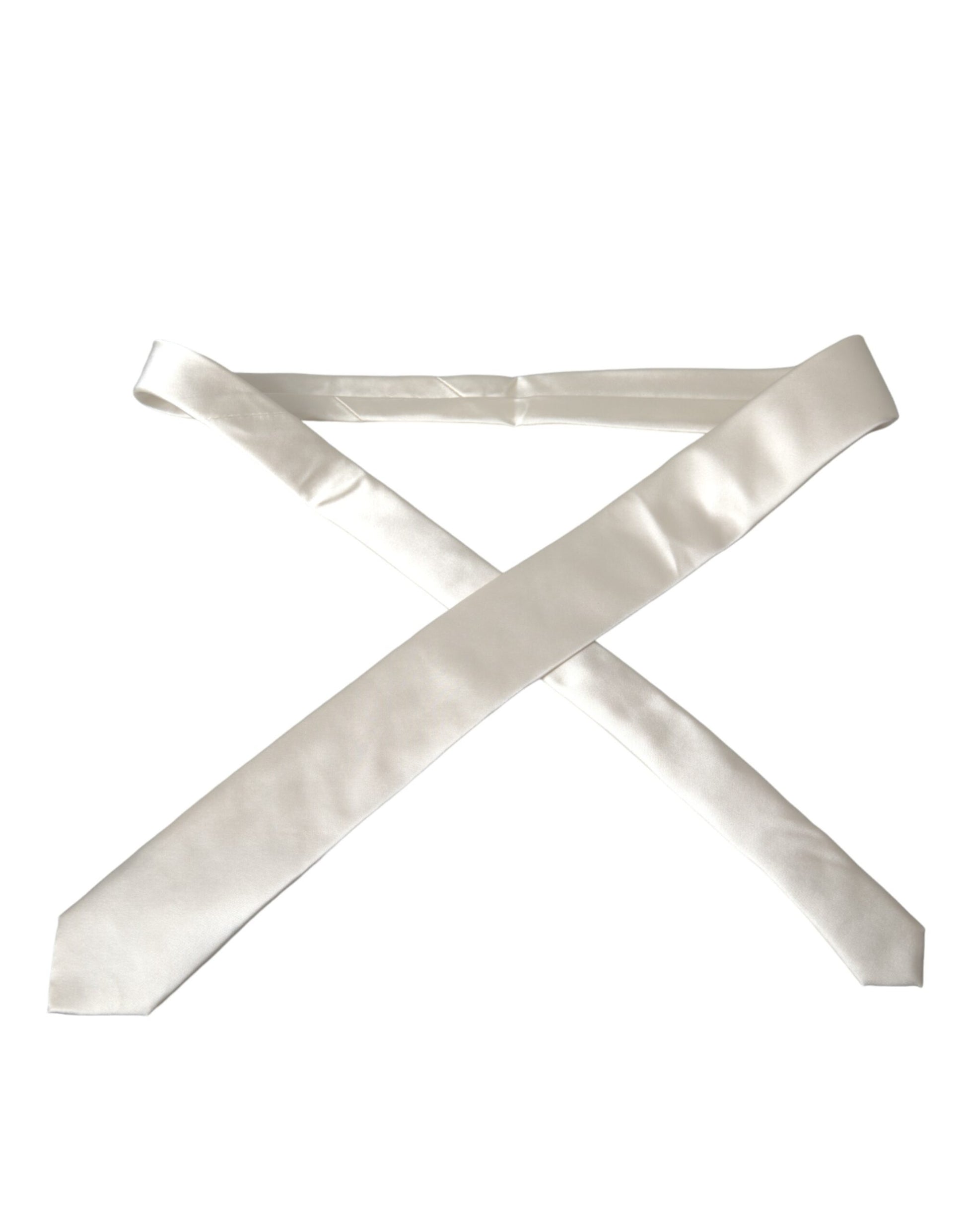 White Solid 100% Silk Adjustable Tie