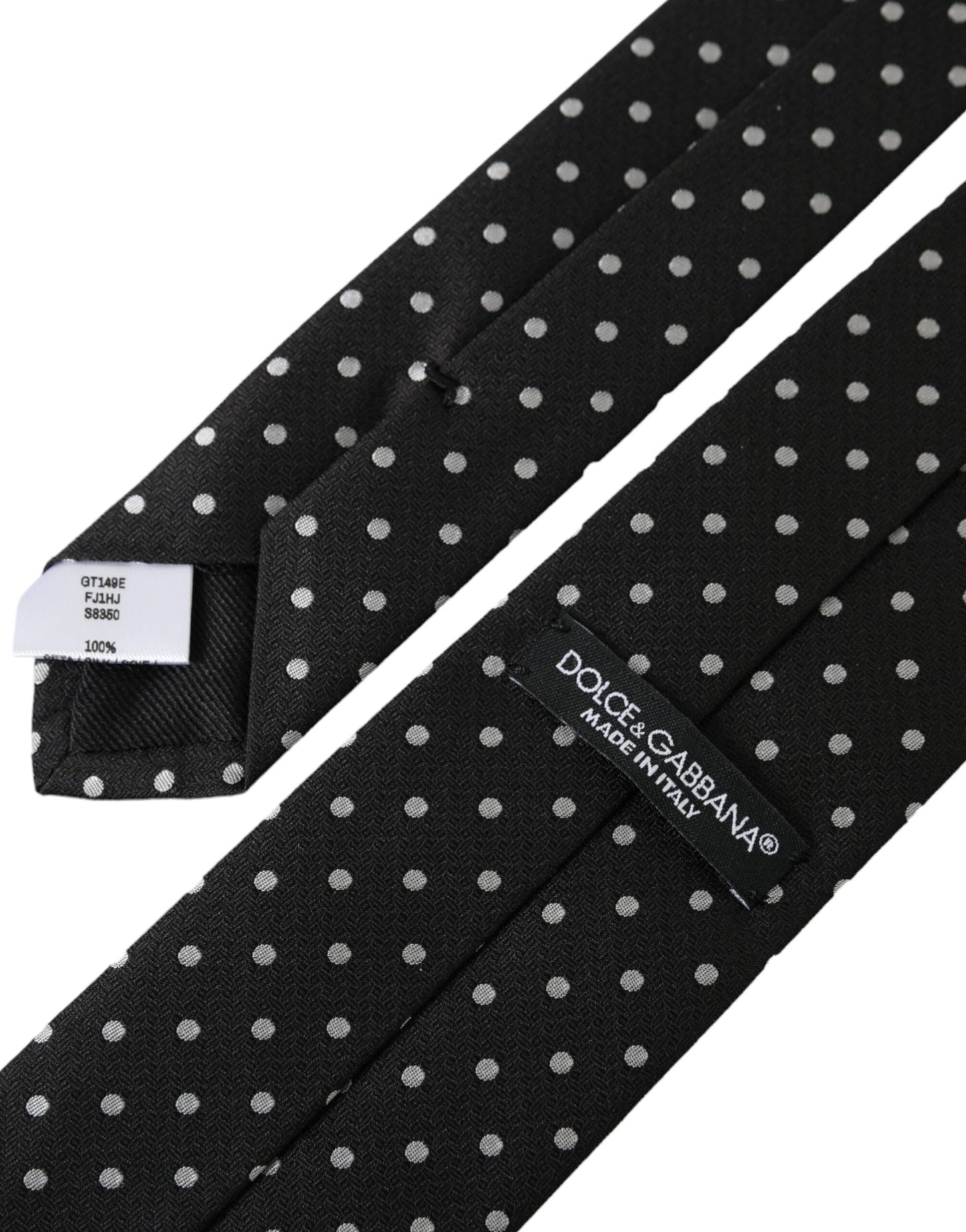 Black White Polka Dots 100% Silk Necktie Face Mask