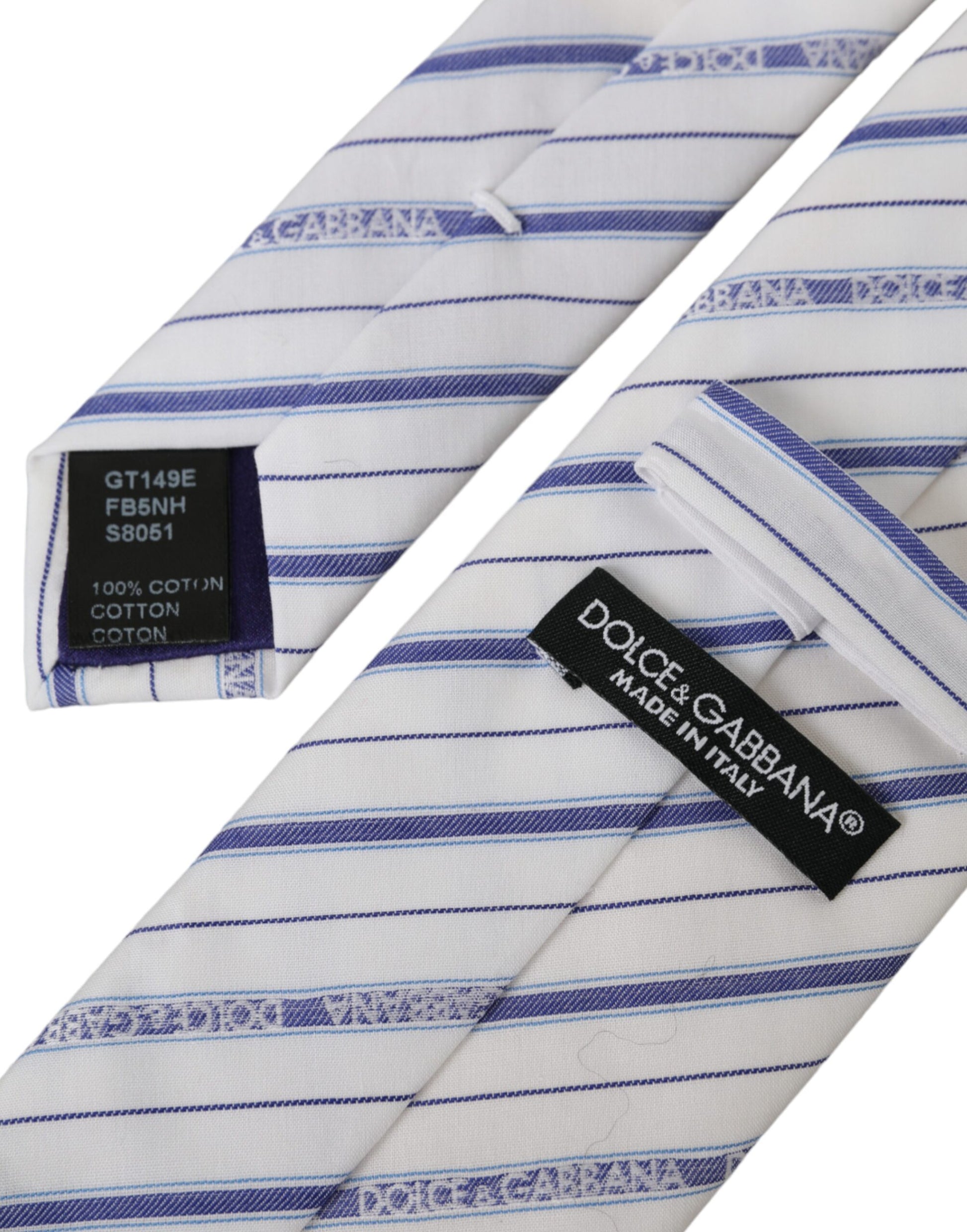 White Blue Stripes Silk Adjustable Tie