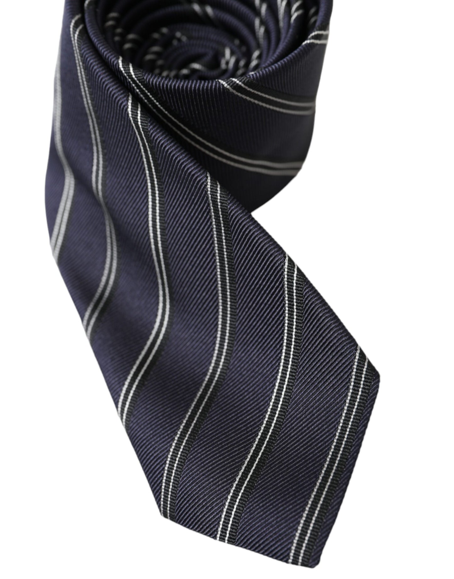 Black White Stripes Silk Adjustable Tie