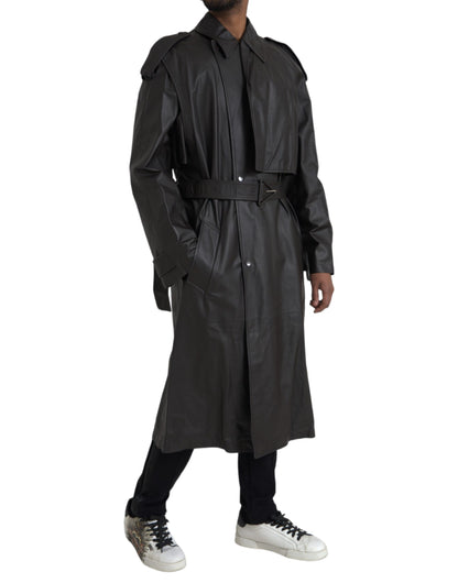 Black Matte Waterproof Leather Coat Jacket