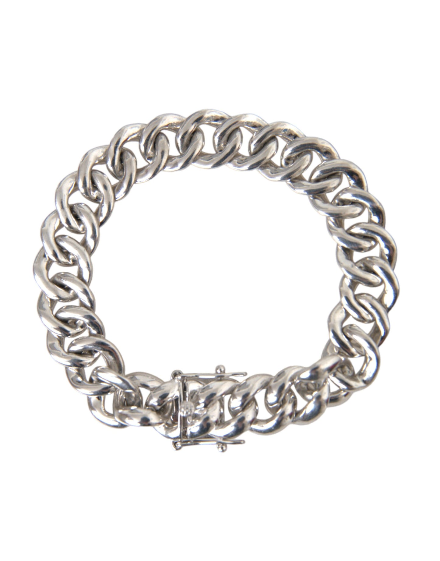 Solid Heavy Curb Link 925 Sterling Silver Bracelet Men