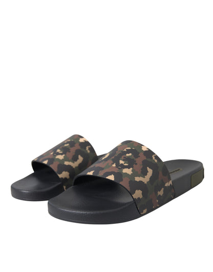 Multicolor Camouflage Leather Beachwear Men Shoes