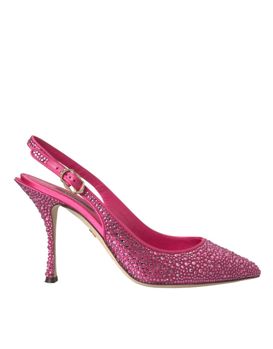 Pink Strass Crystal Heels Slingbacks Shoes