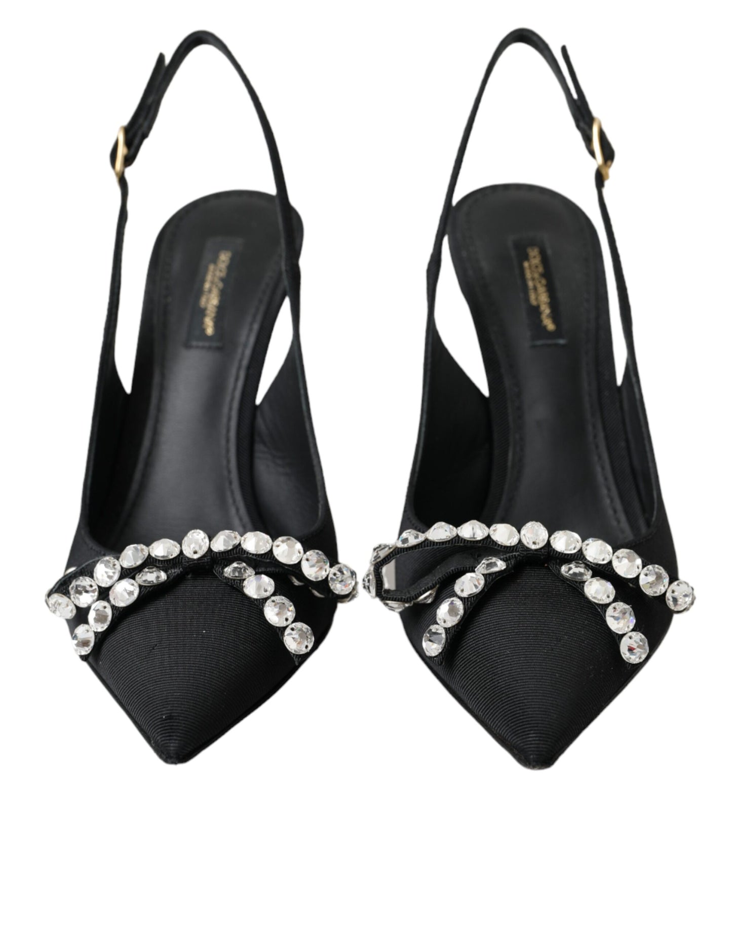 Black Crystal Embellished Slingback Shoes