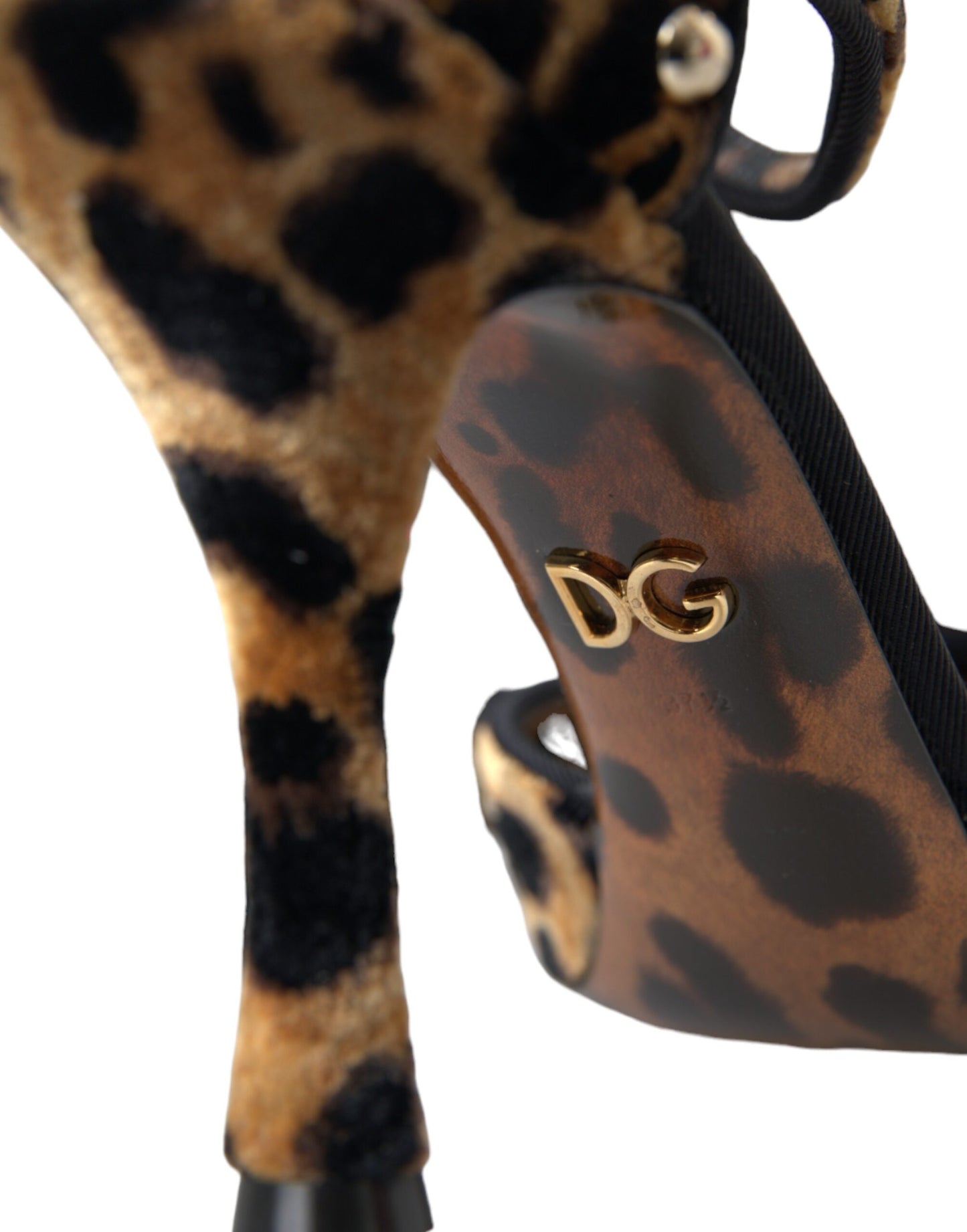 Brown Leopard Floral Crystal Mary Janes Pumps Shoes