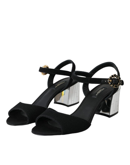 Black Crystal Ankle Strap Keira Sandal Shoes