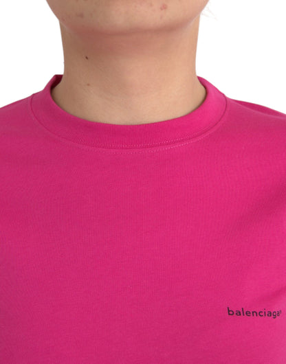 Pink Cotton Crew Neck Short Sleeves Tee T-shirt