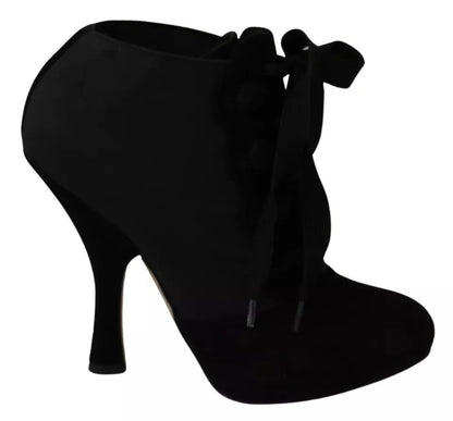 Black Suede Stretch Ankle Boots Booties Shoes