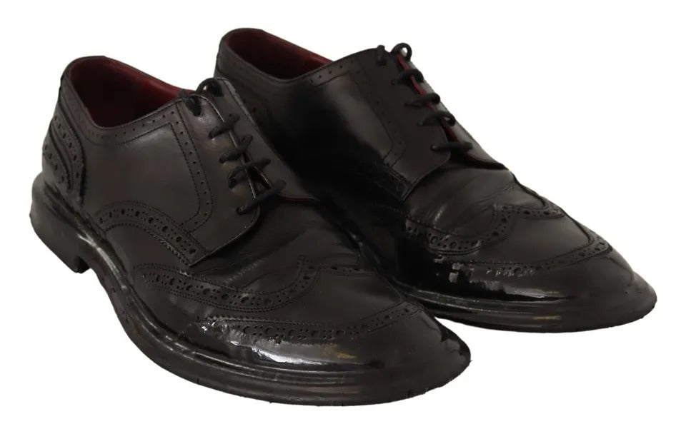 Black Leather Brogue Oxford Dress Shoes