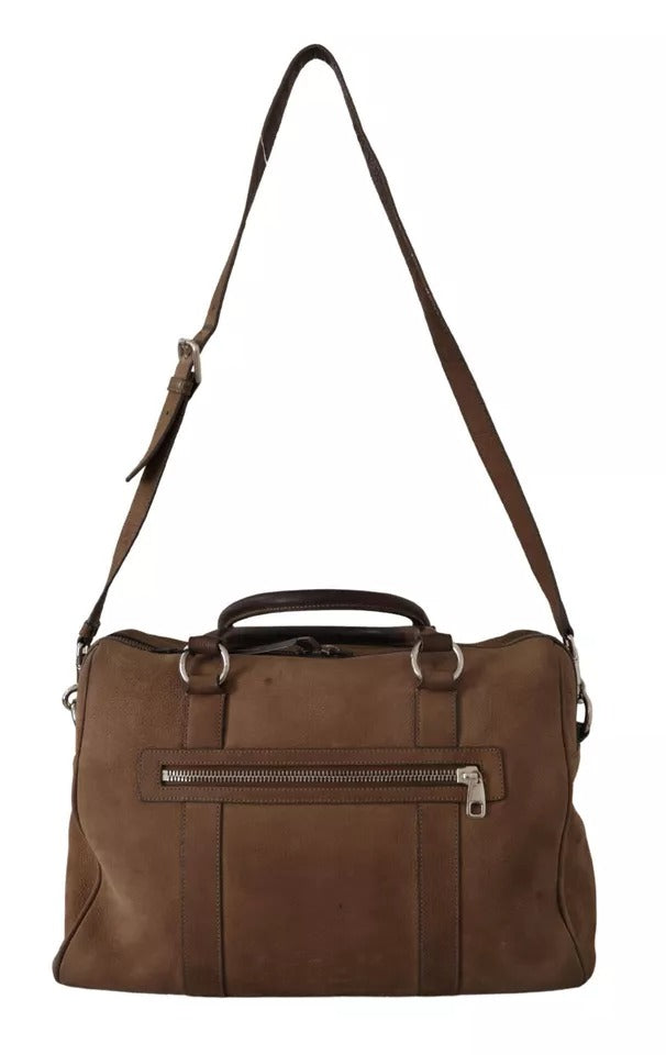 Brown Leather Shoulder Strap Travel Messenger Gym Men Bag