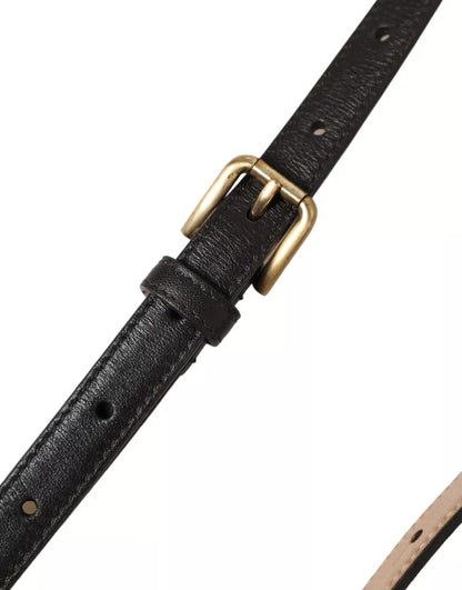 Dark Brown Leather Gold Metal Buckle Women Belt