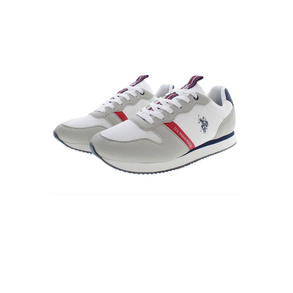 White Polyester Mens Sneaker