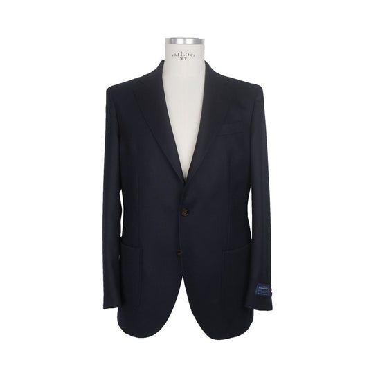 Elegant Dark Blue Italian Wool Jacket