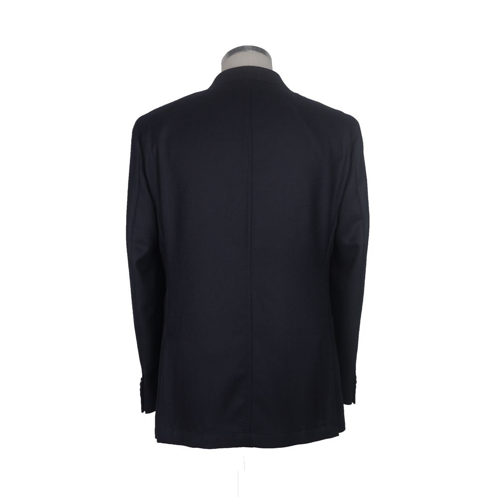 Elegant Dark Blue Italian Wool Jacket