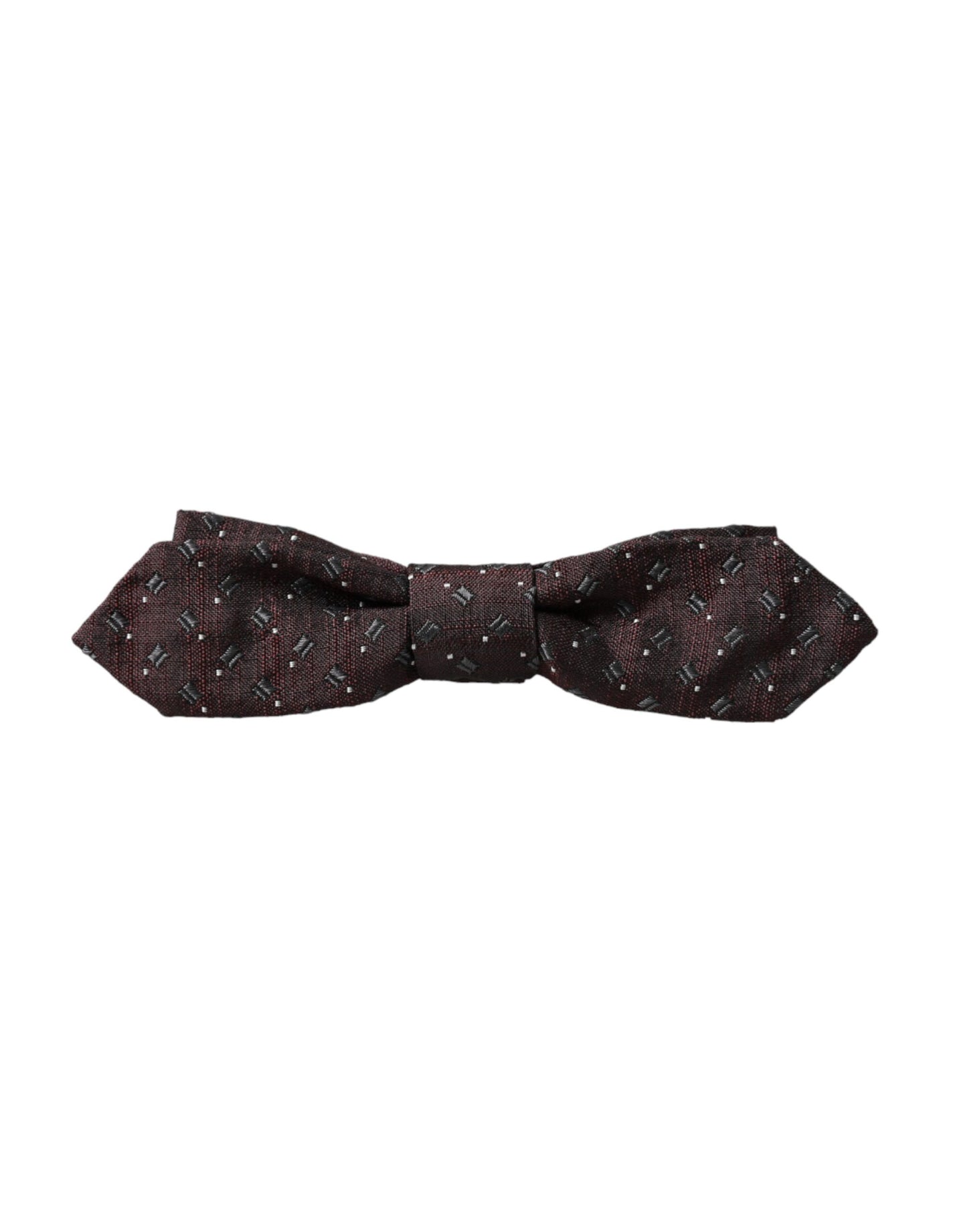 Maroon Silk Patterned Adjustable Neck Papillon Bow Tie