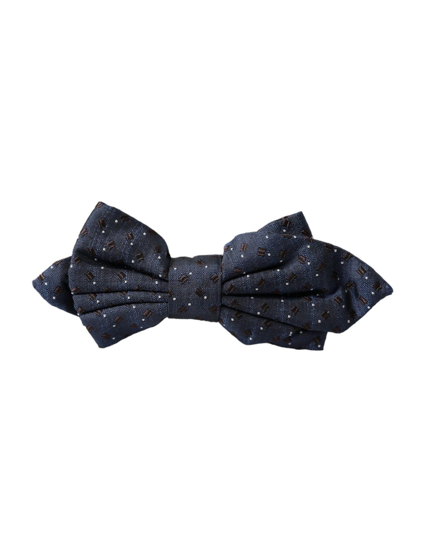 Navy Blue Silk Patterned Adjustable Men Papillon Bow Tie