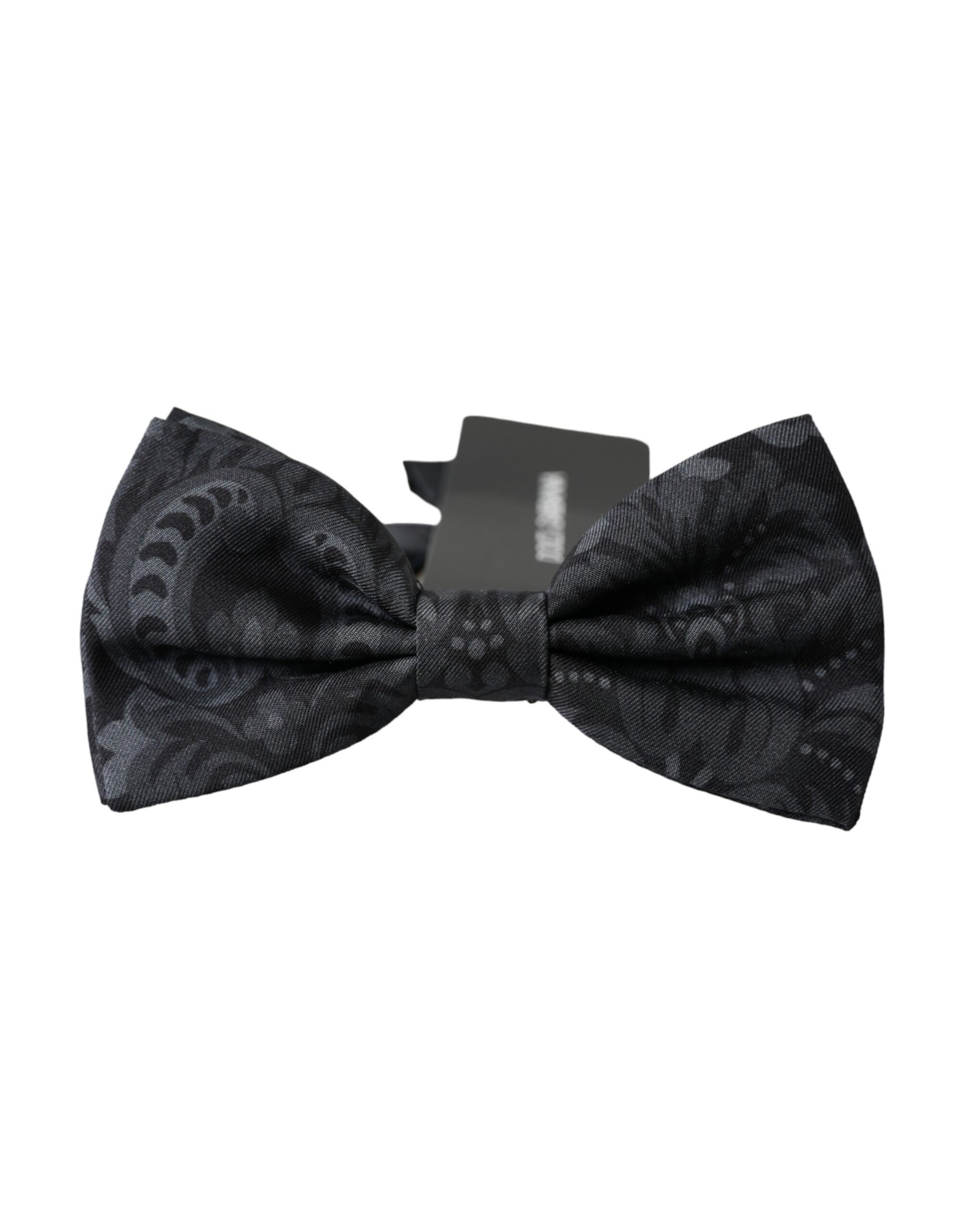 Dark Gray Silk Patterned Adjustable Men Bow Tie