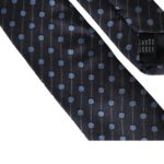 Black Blue Polka Dot Silk Adjustable Men Tie