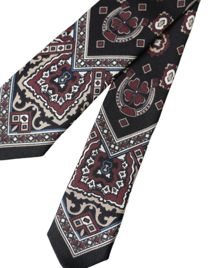 Black Printed 100% Silk Adjustable Men Tie