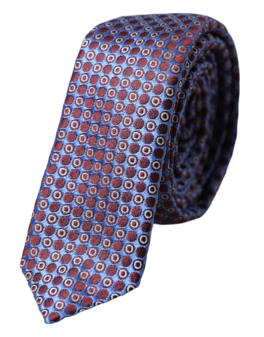 Blue Purple Patterned Silk Adjustable Men Tie