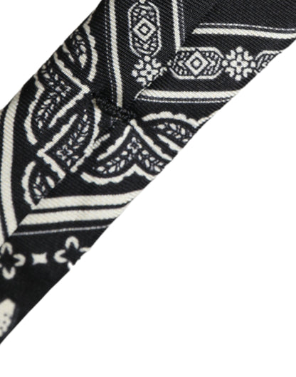 Black Patterned 100%Silk Adjustable Tie