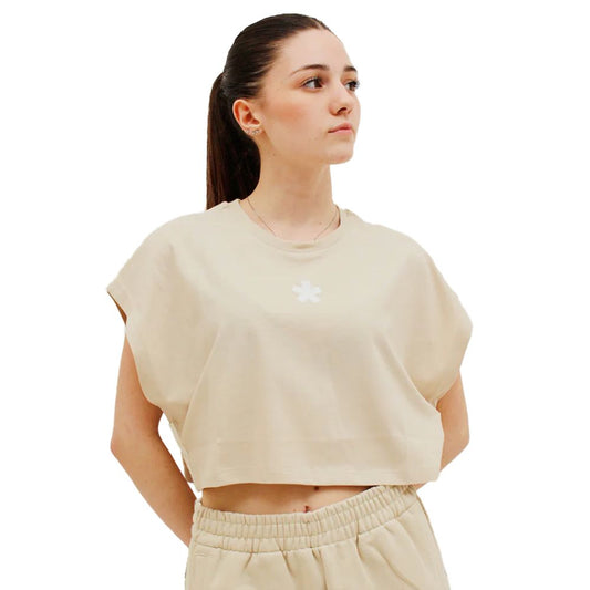 Beige Cotton Women T-Shirt