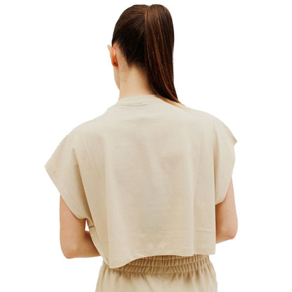 Beige Cotton Women T-Shirt