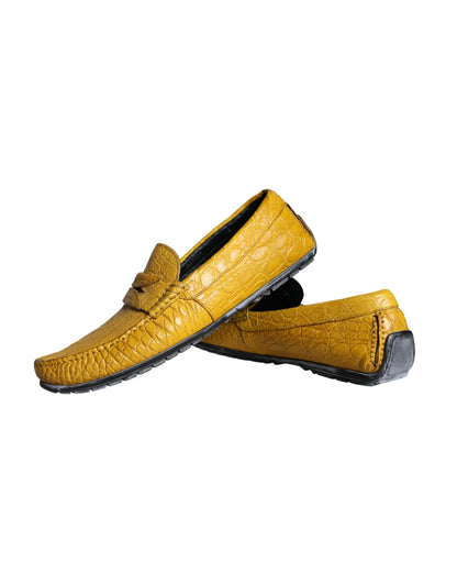 Yellow Leather Slip Mocassin Loafers Shoes