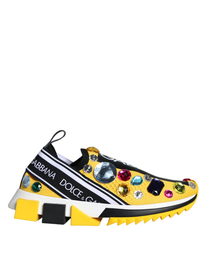 Yellow Sorrento Crystals Sneakers Womens Shoes