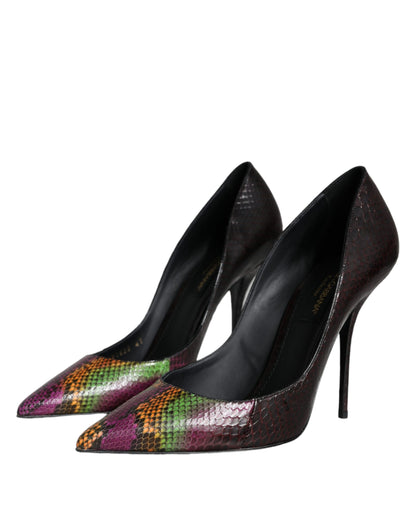 Multicolor Exotic Leather Heels Pumps Shoes