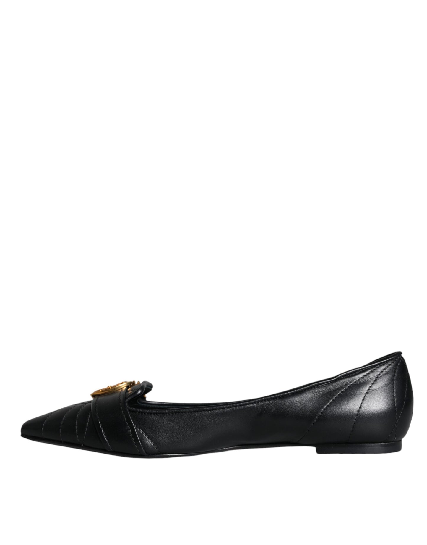 Black Devotion Leather Pointy Flats Shoes