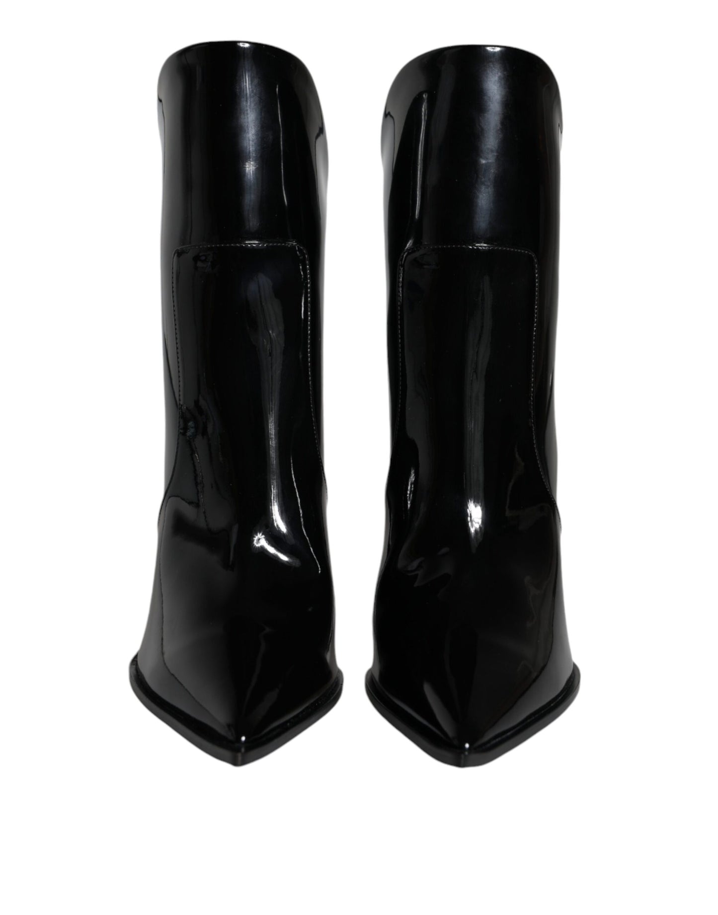 Black Patent Leather Pointed Ankle Boots Shoes