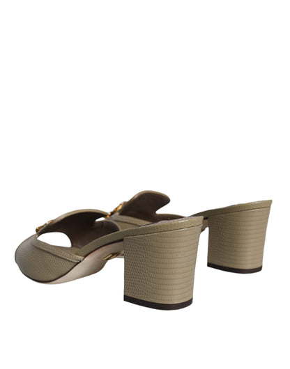 Beige DG Amore Slip On Heels Sandals Shoes