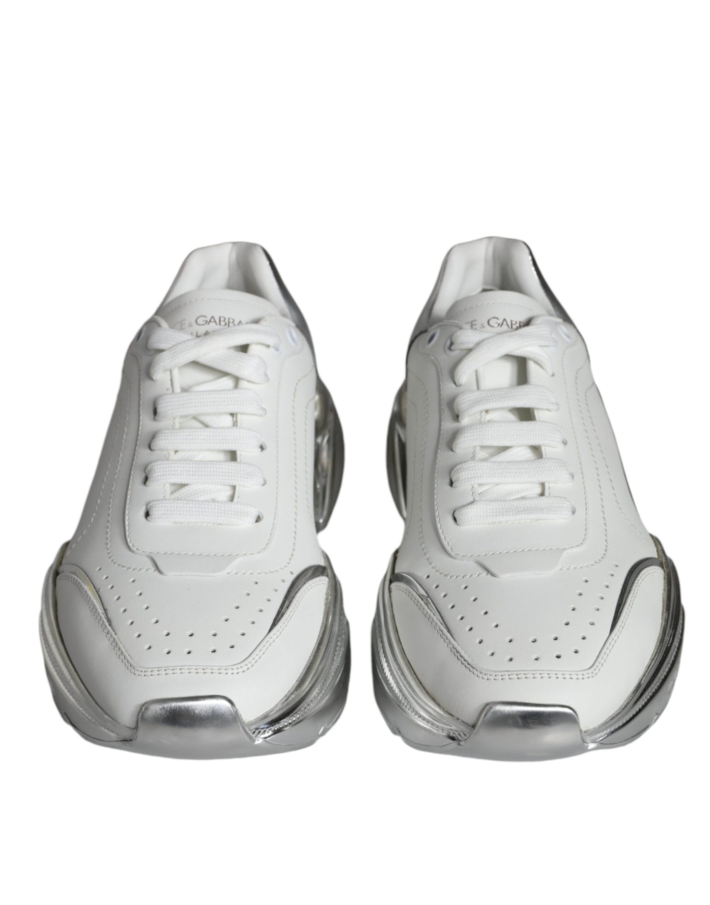 White Silver Daymaster Leather Sneakers Shoes