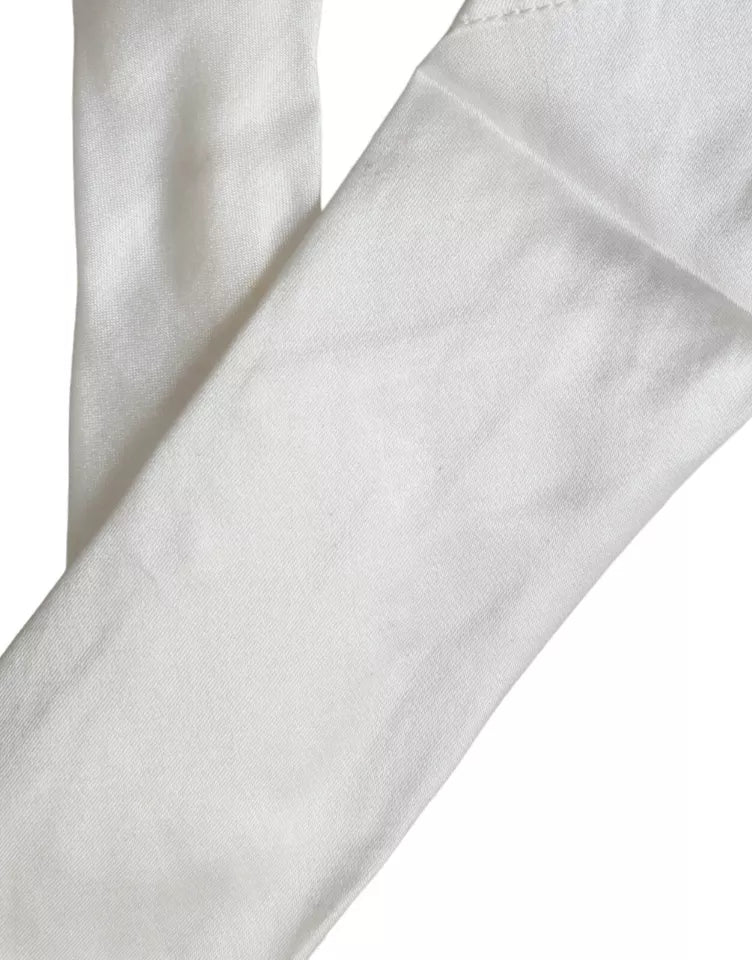 White 100% Silk Adjustable Necktie Men Bowtie