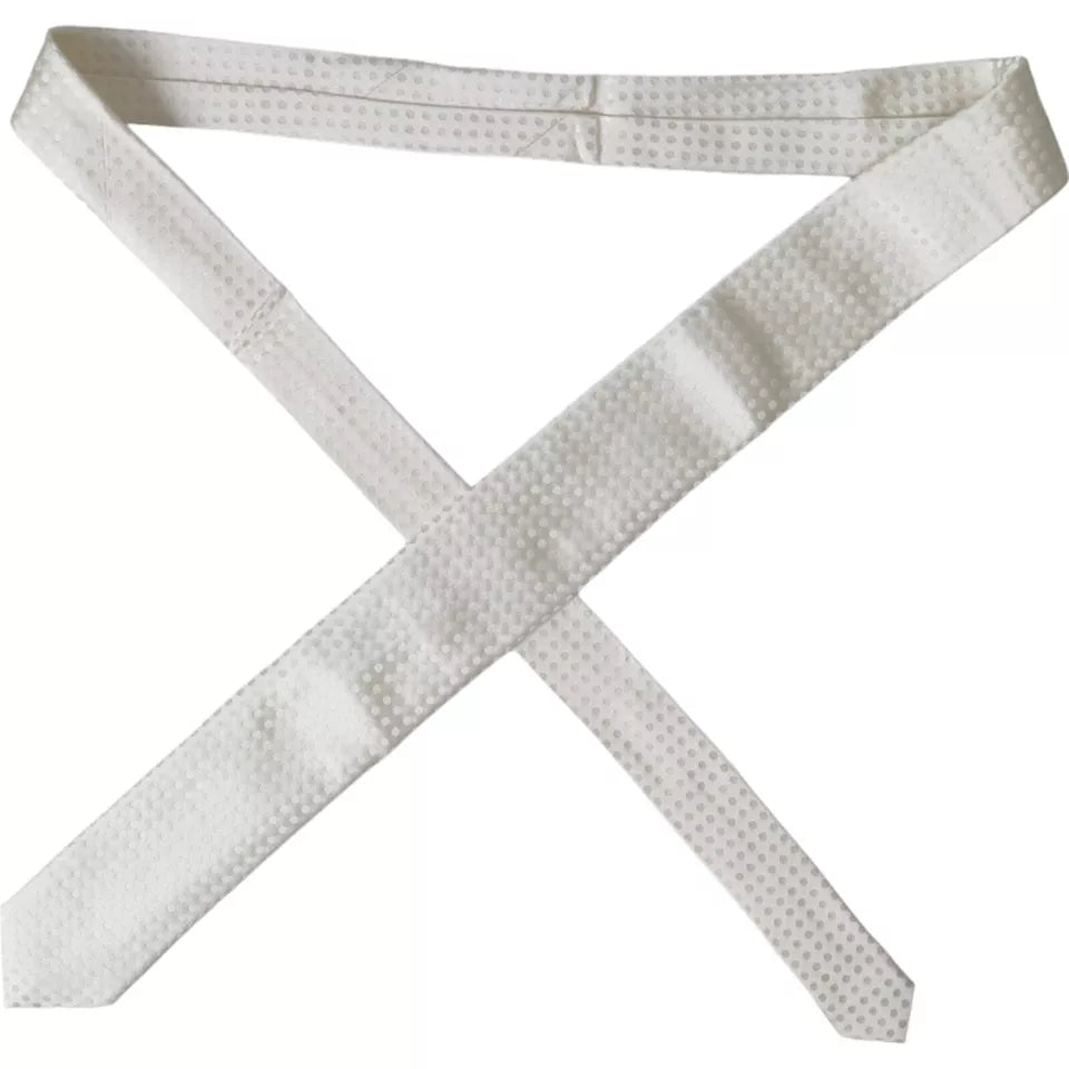 White Dotted Silk Classic Adjustable Men Tie