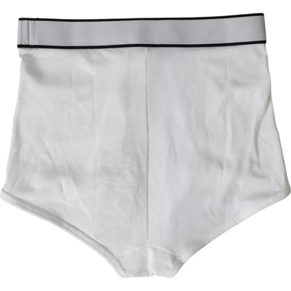 White Cotton Stretch Branded Logo Underwear