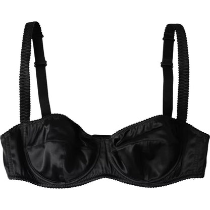 Black Silk Stretch Women Balconcino Bra Underwear