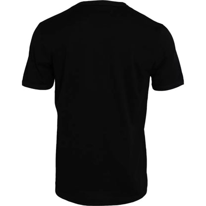 Black Cotton Round Neck Short Sleeves Men T-shirt